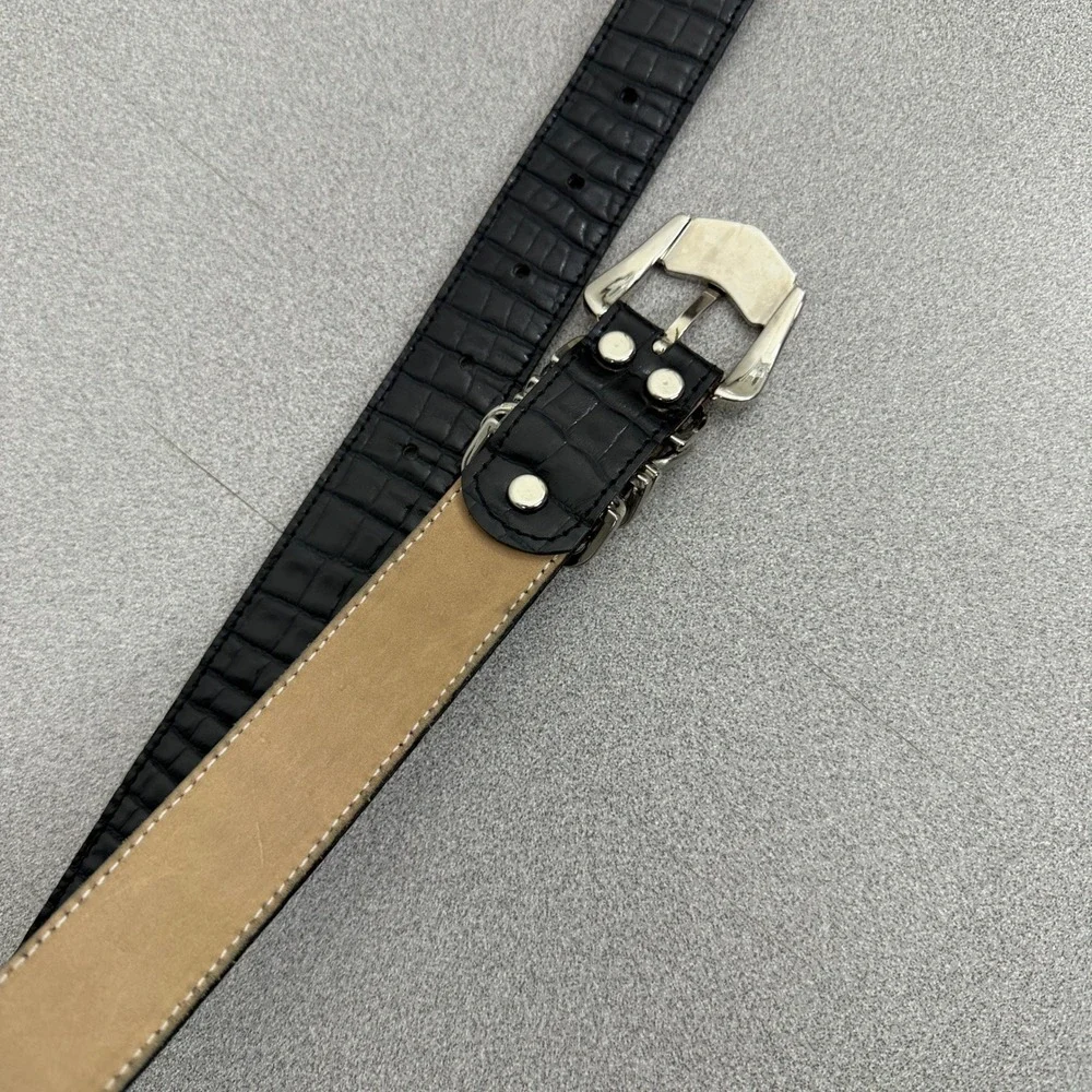 BB Simon Belt Women S Black Crocodile Embossed Genuine Leather Western Vtg EUC b.b.simon Leather Black Belts for Women for sale | eBay main image 3